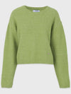 Women's Elated Wool Semi-Cropped Knit Top Light Green - MICANE - BALAAN 8