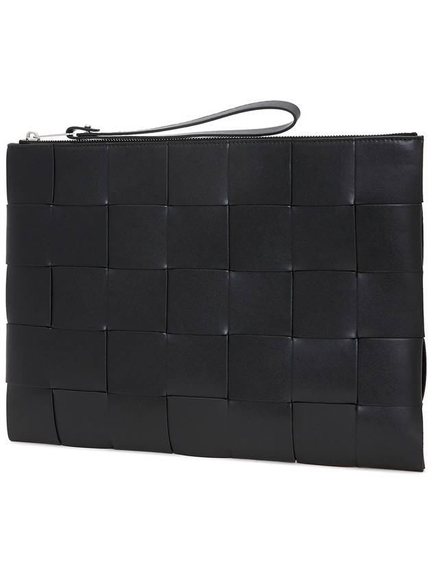 Intrecciato Weaving Strap Clutch Bag Black - BOTTEGA VENETA - BALAAN 3