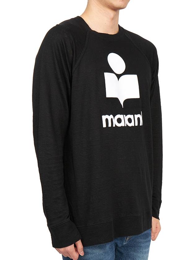 Kieffer Logo Print Linen Long Sleeve T-Shirt Black - ISABEL MARANT - BALAAN 4