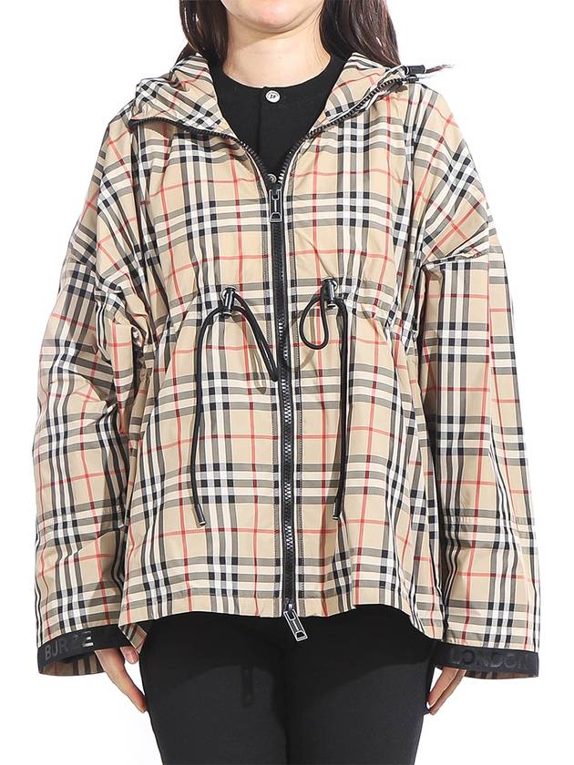 Women's Back-tone Check Zip-up Hooded Jacket Beige - BURBERRY - BALAAN 2