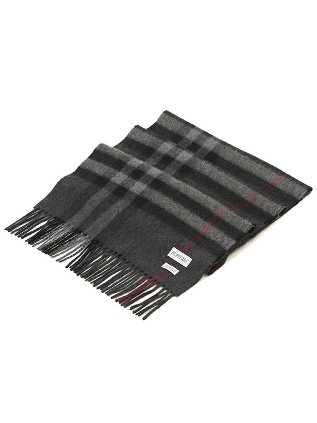 Check Cashmere Scarf Charcoal - BURBERRY - BALAAN 3