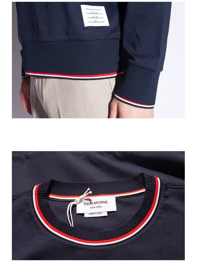 Logo Tab RWB Stripe Trimming Knit Top Navy - THOM BROWNE - BALAAN 10