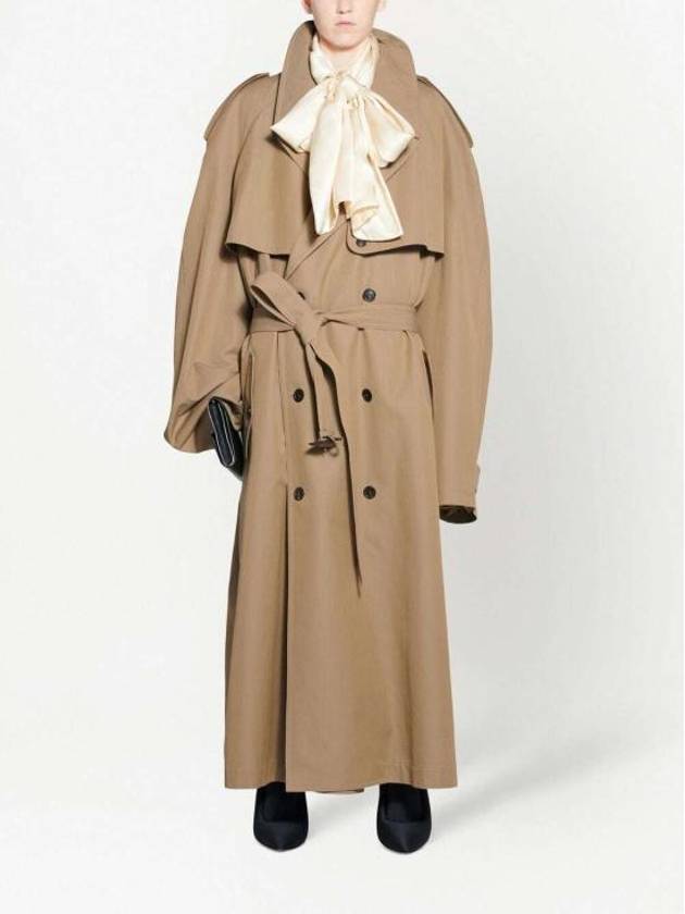 Women's Oversized Shoulder Tab Trench Coat Beige - BALENCIAGA - BALAAN 3