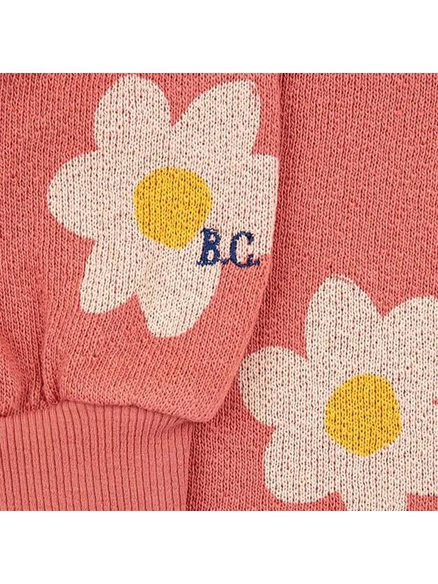 Kids Flower Pattern Sweatshirt Salmon Pink 223AC044 810 - BOBO CHOSES - BALAAN 4