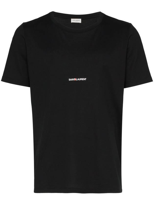 Men's Small Logo Short Sleeve T-Shirt Black - SAINT LAURENT - BALAAN 2