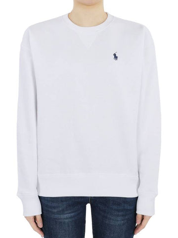 Polo women s pony logo brushed sweatshirt white 211794395002 - RALPH LAUREN - BALAAN 1