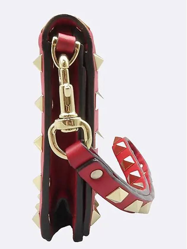 NW2P0447 Red color leather Rockstud strap long wallet - VALENTINO - BALAAN 3