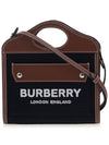 Micro Two-tone Canvas and Leather Tote Bag Black - BURBERRY - BALAAN 2