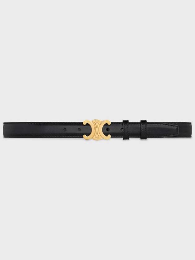 Triomphe Taurillon Medium Leather Belt Black - CELINE - BALAAN 2