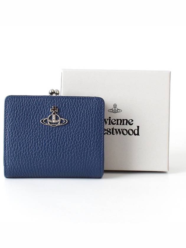 Grain Leather Coin Half Wallet Navy - VIVIENNE WESTWOOD - BALAAN 5