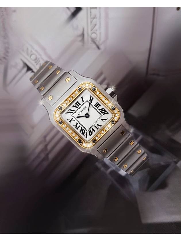 Santos Women s Square Combi Band Diamond Watch - CARTIER - BALAAN 8