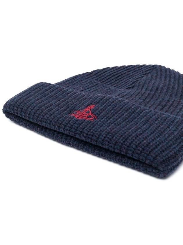 Sporty ORB Logo Beanie Navy Color - VIVIENNE WESTWOOD - BALAAN 5