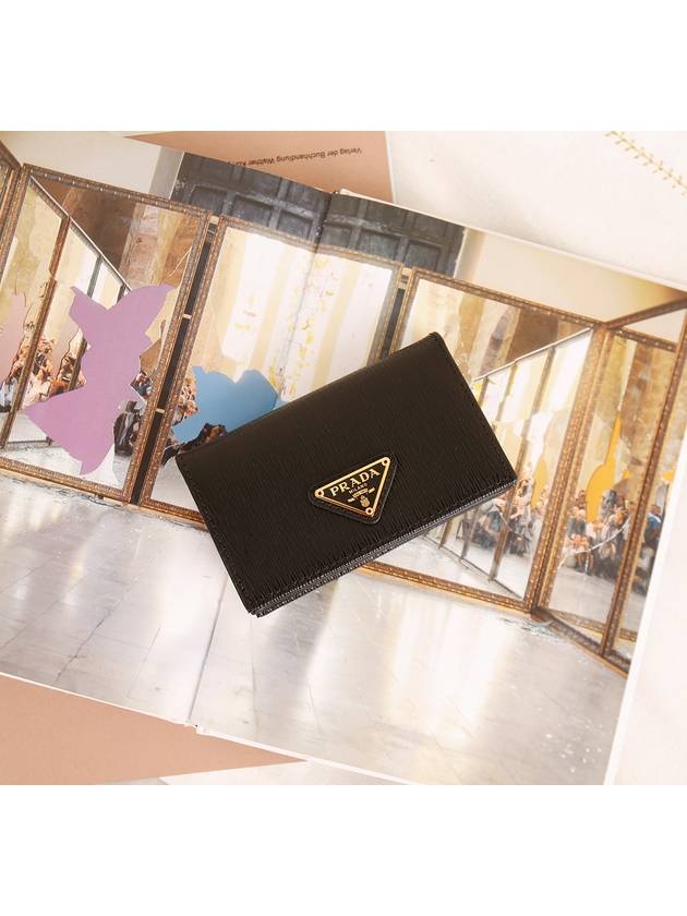 Vitello Move Triangle Logo Card Wallet Black - PRADA - BALAAN 3