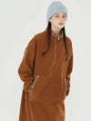 Fleece Half Zip Up Long Dress Brown - METAPHER - BALAAN 3