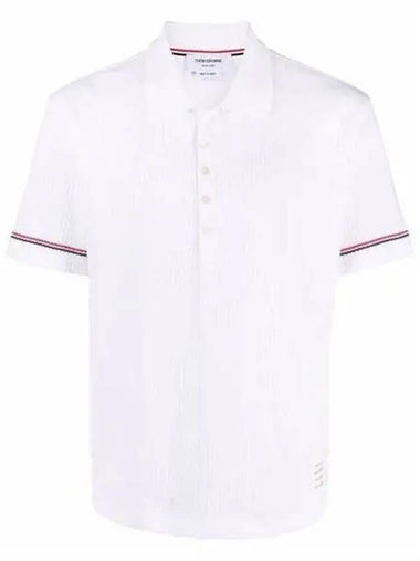 MJP138A Micro Thermal Rip Stripe Cuff Polo 271134 1021586 - THOM BROWNE - BALAAN 1