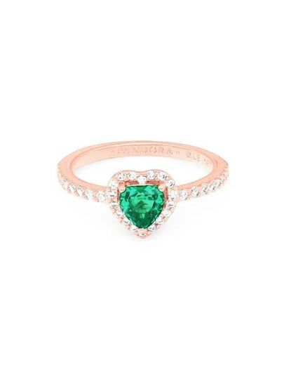 Sparkling Elevated Green Heart Ring Rose Gold - PANDORA - BALAAN 2