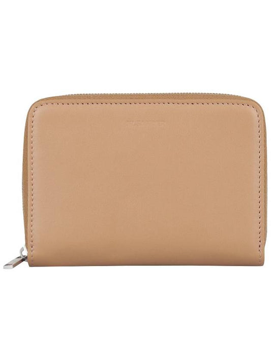 Zip-up Around Leather Card Wallet Beige Brown - JIL SANDER - BALAAN 2