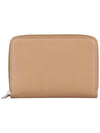 Zip-up Around Leather Card Wallet Beige Brown - JIL SANDER - BALAAN 3