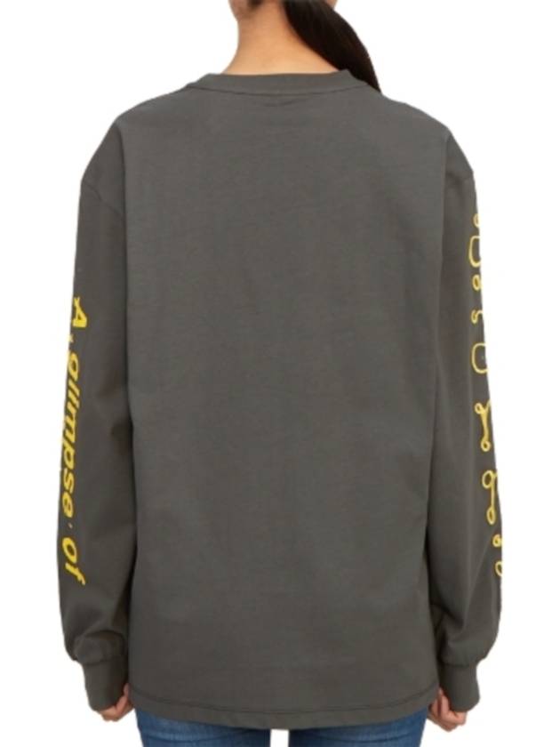 Graphic Print Long Sleeve T-Shirt Grey - GANNI - BALAAN 5