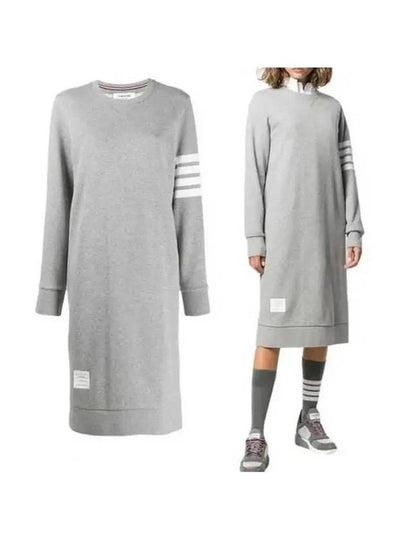 Classic Loopback 4-Bar Sweater Midi Dress Light Grey - THOM BROWNE - BALAAN 2