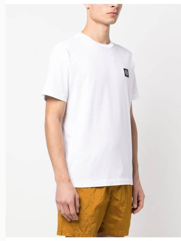 Logo Patch Cotton Short Sleeve T-Shirt White - STONE ISLAND - BALAAN 5