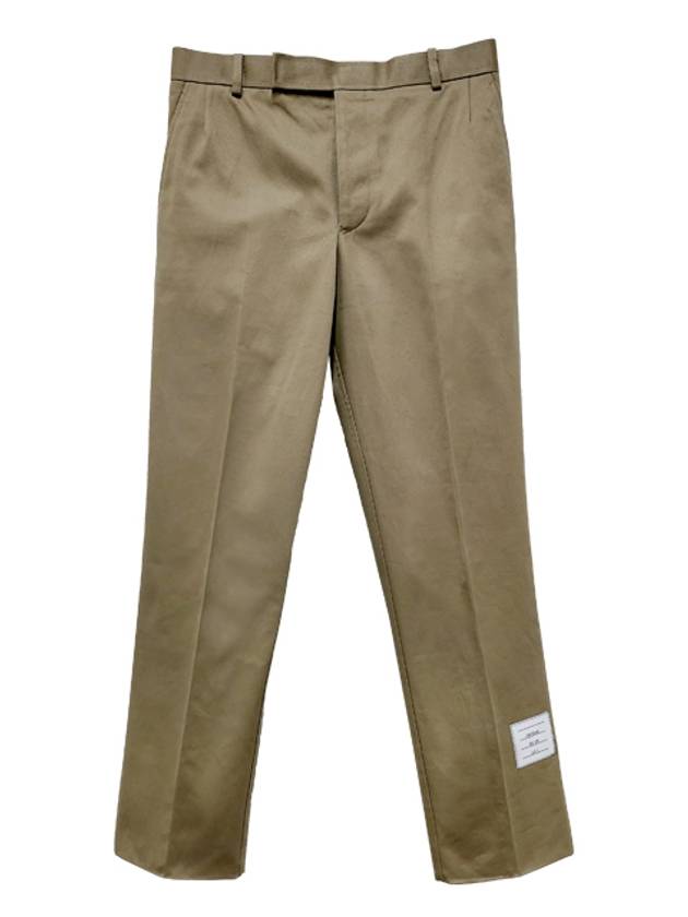 Men's Twill Unconstructed Cotton Straight Pants Beige - THOM BROWNE - BALAAN 3