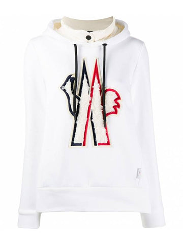 Grenoble Ramspur Logo Hooded Top White - MONCLER - BALAAN.