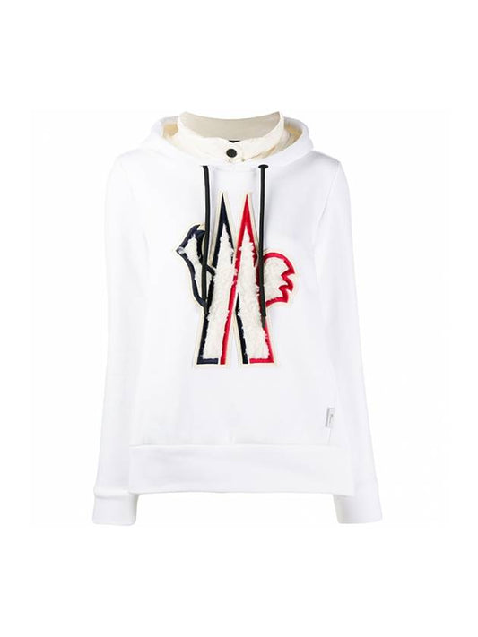 Grenoble Ramspur Logo Hooded Top White - MONCLER - BALAAN.