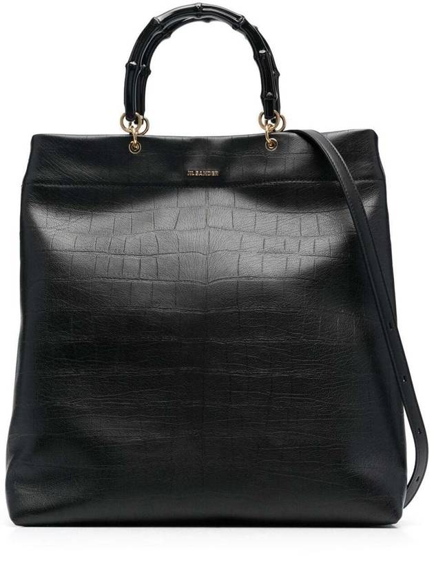 Embossed Bamboo Tote Bag Black - JIL SANDER - BALAAN 2