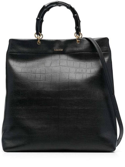 Embossed Bamboo Tote Bag Black - JIL SANDER - BALAAN 2