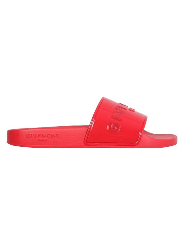 embossed logo rubber slide slippers red - GIVENCHY - BALAAN 1