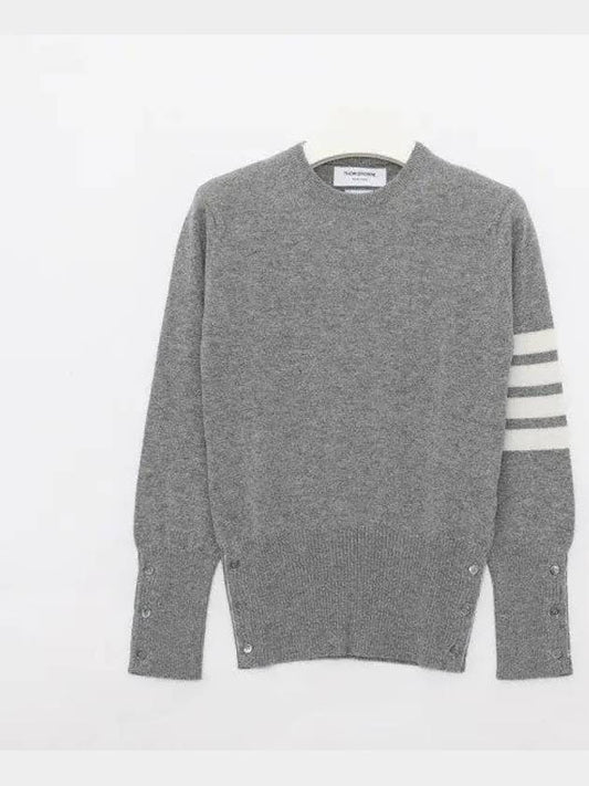 Women's 4 Bar Classic Cashmere Pullover Knit Top Light Grey - THOM BROWNE - BALAAN 2