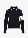 Women's Tipping Jersey Viscose Polo Shirt Navy - THOM BROWNE - BALAAN 2