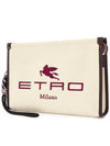 Embroidered Logo Clutch Bag Beige - ETRO - BALAAN 3