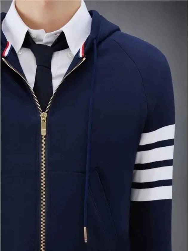 Engineered 4 Bar Diagonal Zip Up Hoodie Navy - THOM BROWNE - BALAAN 5