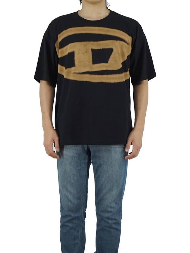 Big Logo Print Cotton Short Sleeve T-Shirt Black - DIESEL - BALAAN 3