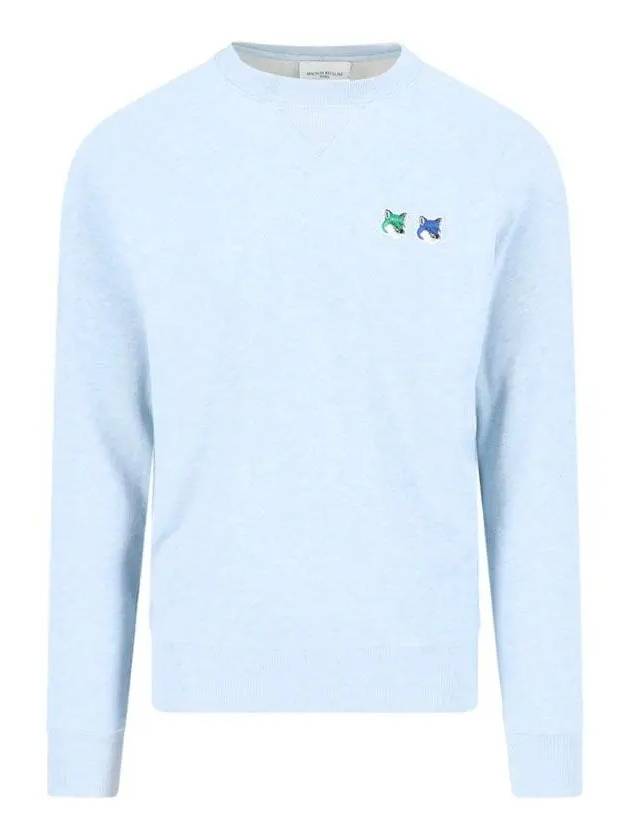 Double Monochrome Fox Head Patch Classic Sweatshirt Light Blue - MAISON KITSUNE - BALAAN 3