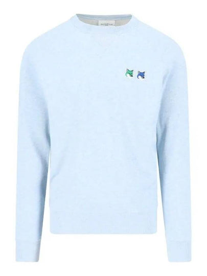 Double Monochrome Fox Head Patch Classic Sweatshirt Light Blue - MAISON KITSUNE - BALAAN 2