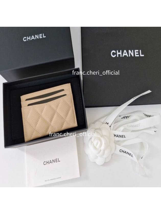 Classic Card Holder Caviar Gilded Gold Beige AP0213 Paris Full Set - CHANEL - BALAAN 4