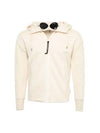 Diagonal Raised Fleece Goggle Hooded Jacket Beige - CP COMPANY - BALAAN 1