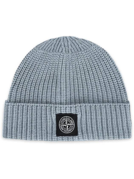 Logo Knit Beanie Blue - STONE ISLAND - BALAAN 2