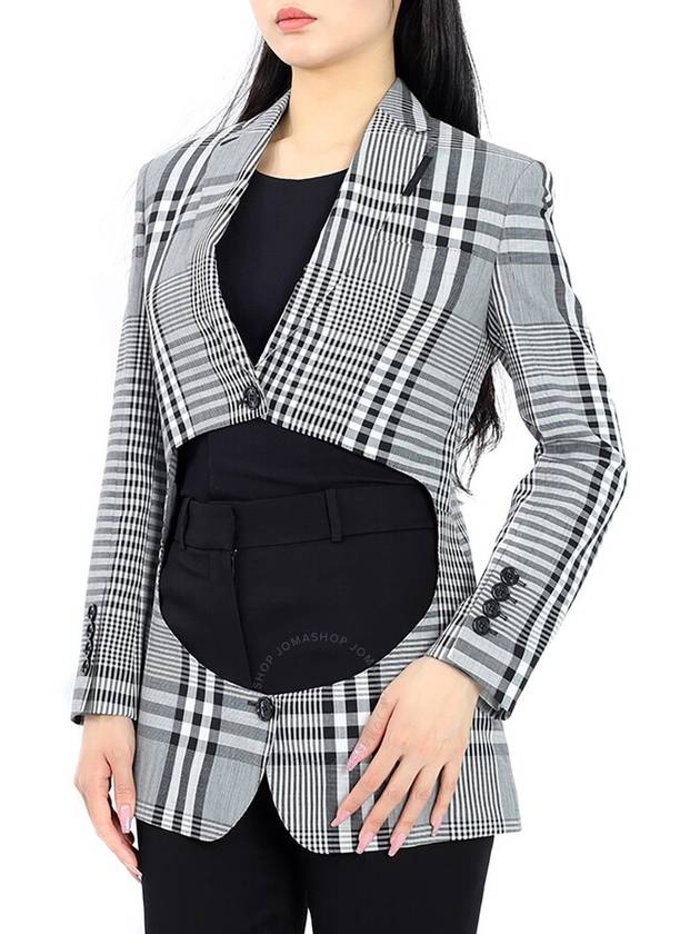 Women's Check Single Breasted Technical Blazer Jacket Gray Black - BURBERRY - BALAAN 3