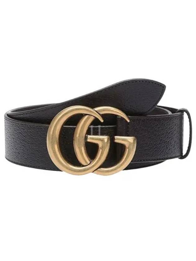 GG Marmont Double G Buckle Wide Leather Belt Black - GUCCI - BALAAN 2