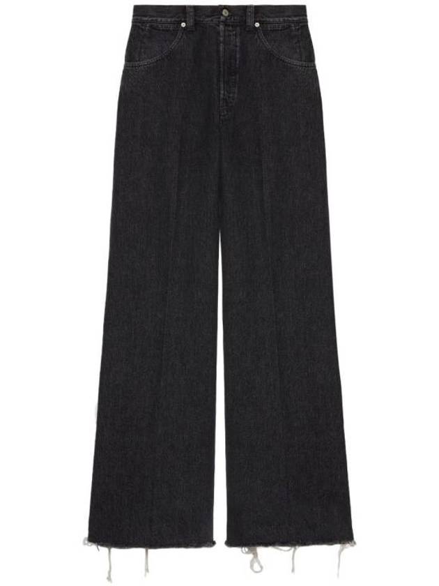 Vintage Effect Organic Cotton Denim Jeans Black - GUCCI - BALAAN 2