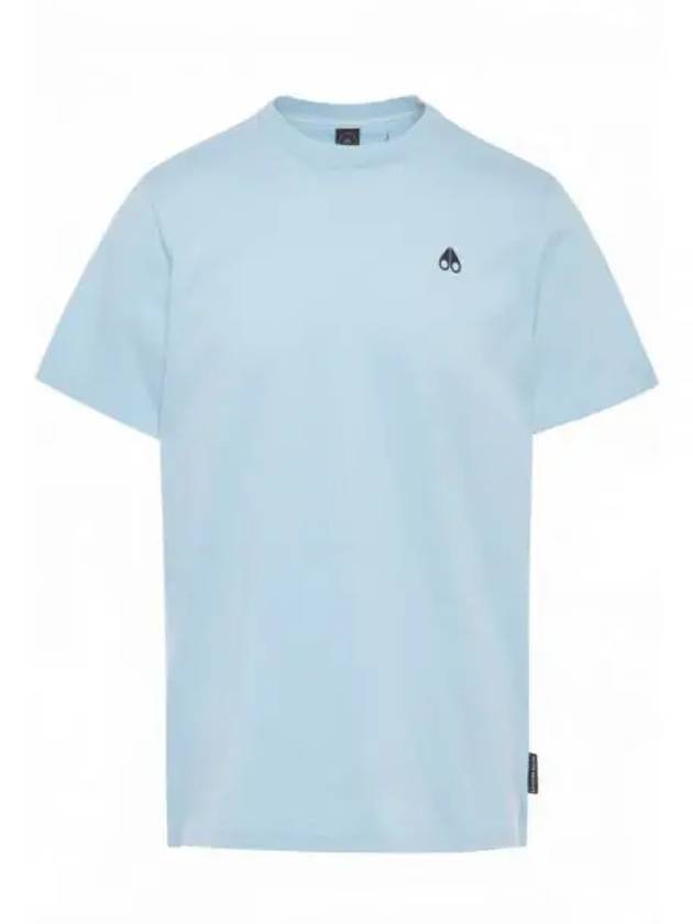 Satellite Logo Detail Crew Neck Short Sleeve T-Shirt Light Blue - MOOSE KNUCKLES - BALAAN 2