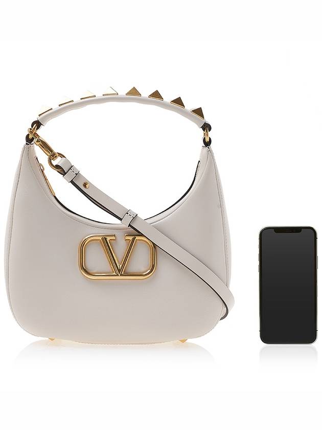 Roman Stud Strap V Logo Shoulder Bag Ivory - VALENTINO - BALAAN 7