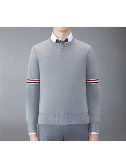 Men's Milan Stitch Armband Crew Neck Knit Top Light Grey - THOM BROWNE - BALAAN 2