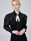 Lace Jacquard Brooch Patch Long Sleeve Blouse BlackJE7PBLC02F - JBYRARA - BALAAN 1