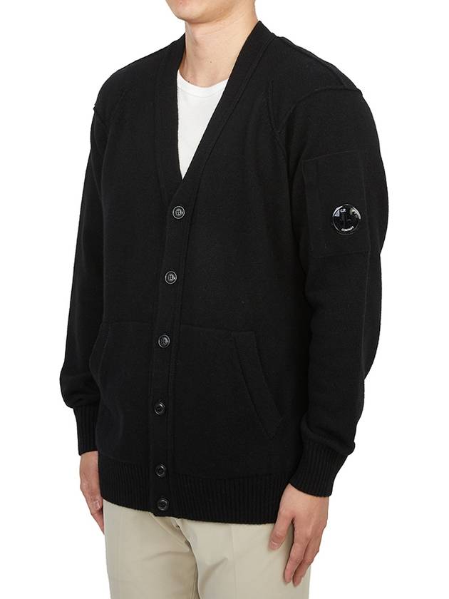 Lambswool GRS Buttoned Cardigan Black - CP COMPANY - BALAAN 3