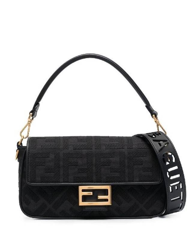 FF Canvas Baguette Shoulder Bag Black - FENDI - BALAAN 2